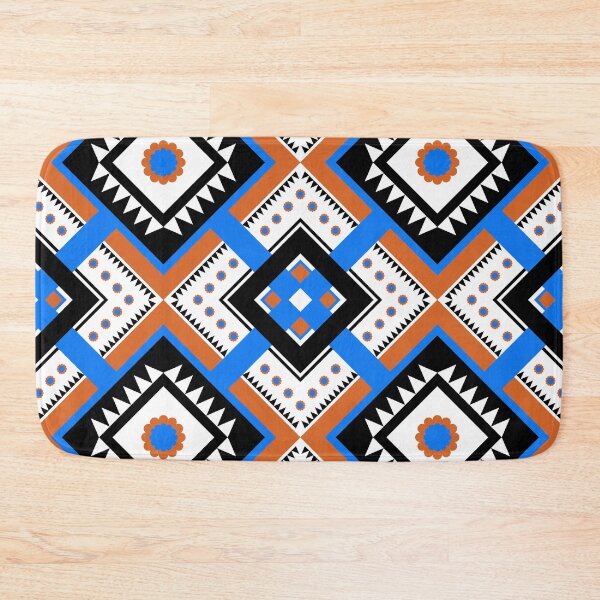 Item preview, Geometric Tribal Seamless Pattern, Blue Orange and Black Ethnic Diamond Ornamental Vector Background designed and sold by Jeffrey-Jeffrey.