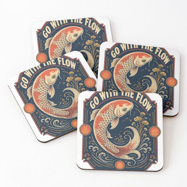 Item preview, Go With The Flow Koi Fish Wave Art designed and sold by GenZStickerHub1.