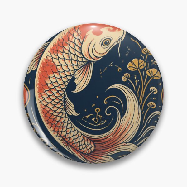 Item preview, Go With The Flow Koi Fish Wave Art designed and sold by GenZStickerHub1.