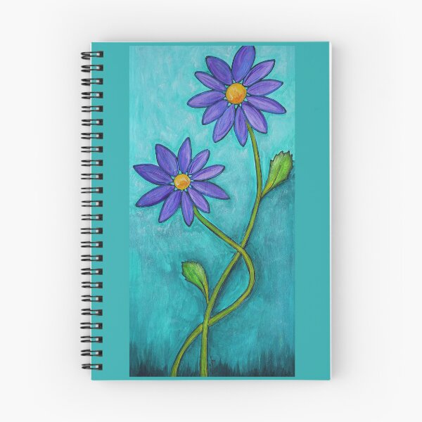 Item preview, Two Purple Flowers On Aqua Botanical Prints Floral Art designed and sold by Sharon Cummings Art.