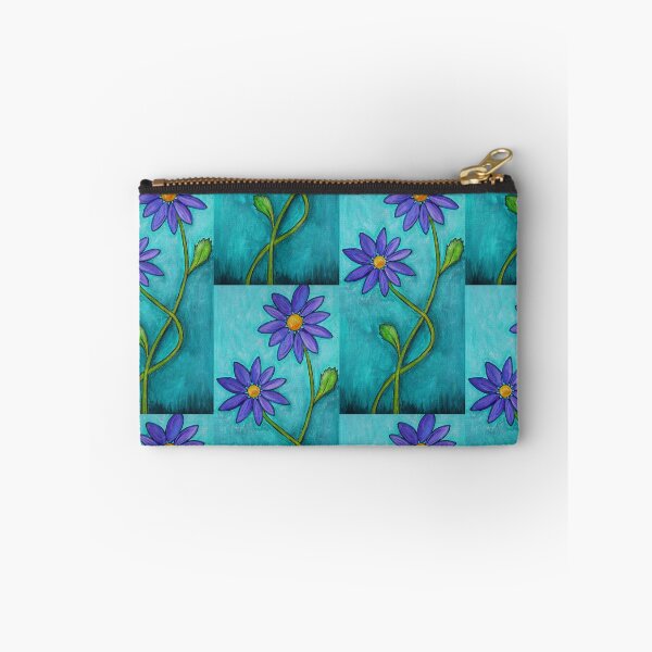Item preview, Two Purple Flowers On Aqua Botanical Prints Floral Art designed and sold by Sharon Cummings Art.