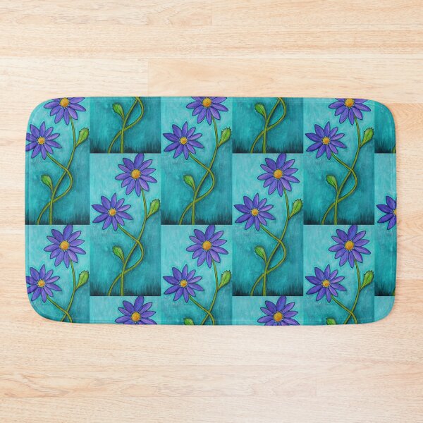 Item preview, Two Purple Flowers On Aqua Botanical Prints Floral Art designed and sold by Sharon Cummings Art.