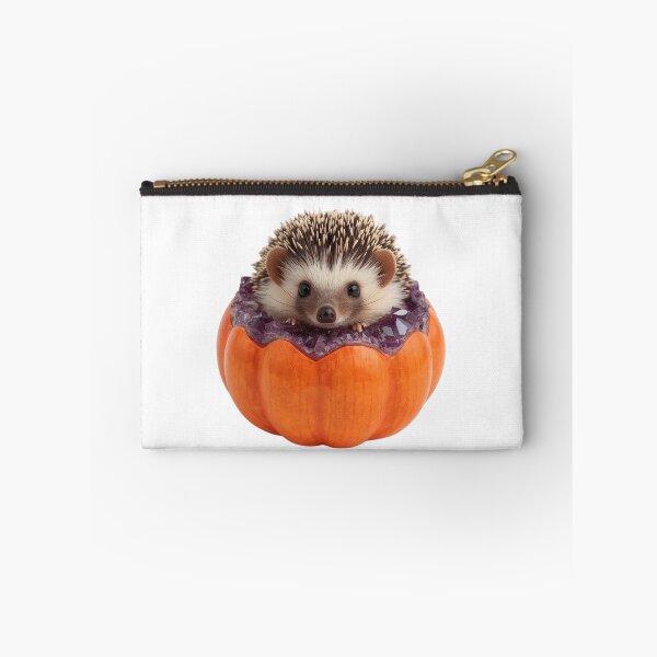 Item preview, Cute Hedgehog sitting in Crystal Amethyst Pumpkin Geode designed and sold by OlesiaCraft.