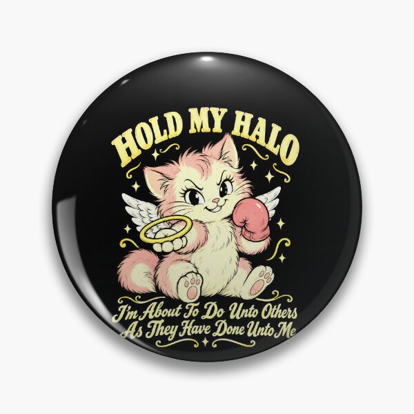 Item preview, Funny Hold My Halo Angel Kitten Karma Humor Art designed and sold by elderberry.