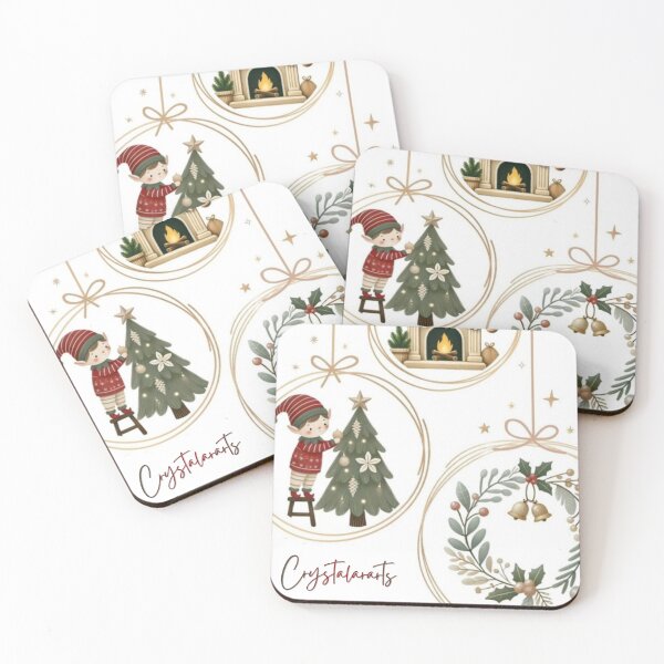 Item preview, ​Cozy Christmas Ornaments Watercolor Pattern Illustration  designed and sold by crystalar95.