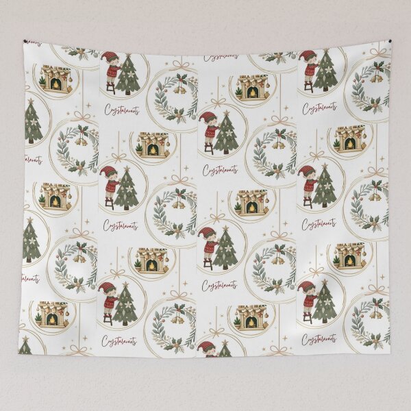 Item preview, ​Cozy Christmas Ornaments Watercolor Pattern Illustration  designed and sold by crystalar95.