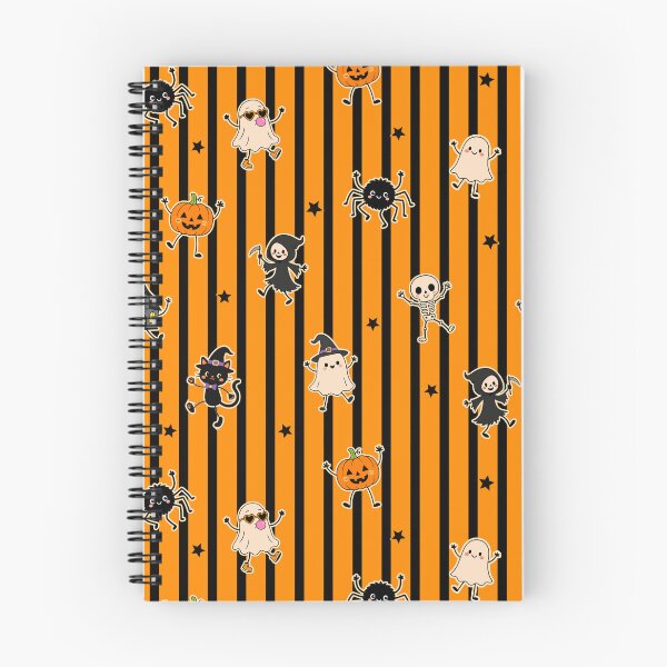Item preview, Cute Halloween Characters Orange and Black Stripe Pattern designed and sold by VibnWalls.
