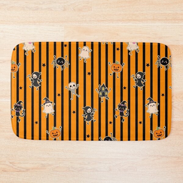 Item preview, Cute Halloween Characters Orange and Black Stripe Pattern designed and sold by VibnWalls.