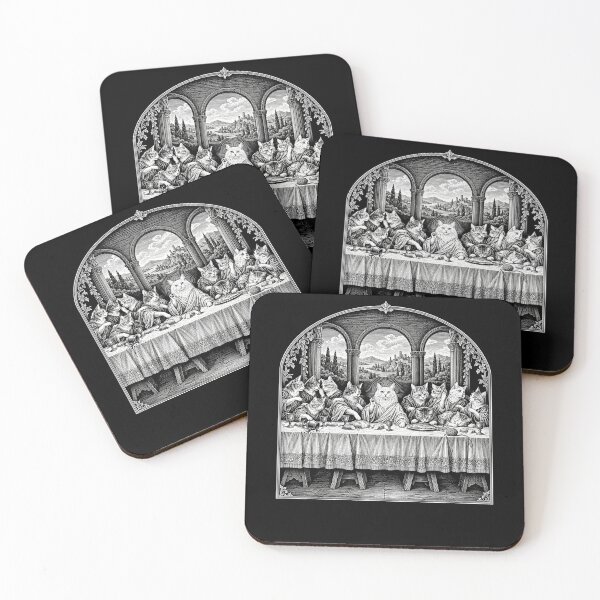 Item preview, Funny Cats Last Dinner Religious Humor Art designed and sold by elderberry.