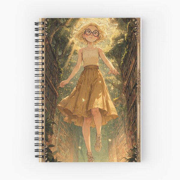 Item preview, The Seeker IX Tarot Card - Cute Bookish Girl Forest Library Art designed and sold by ExpressoJungle.
