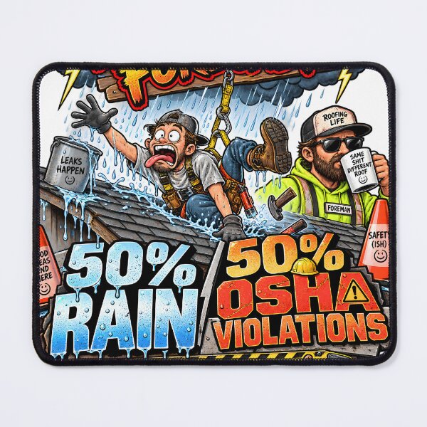 Item preview, Weekend Forecast 50 Percent Rain 50 Percent OSHA Violations designed and sold by Roofers Coffee.