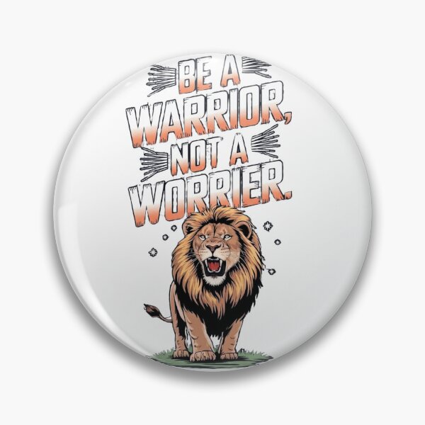 Item preview, "Be a Warrior, Not a Worrier" Inspirational Quote Poster Design with Roaring Lion designed and sold by CreativeNest Prints.