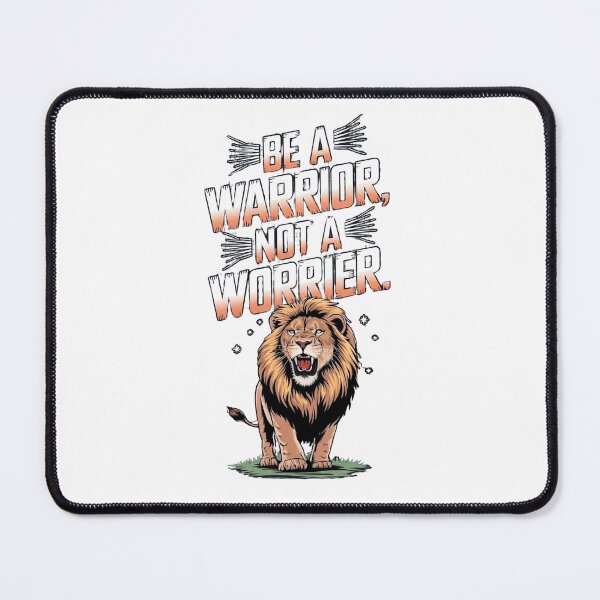 Item preview, "Be a Warrior, Not a Worrier" Inspirational Quote Poster Design with Roaring Lion designed and sold by CreativeNest Prints.