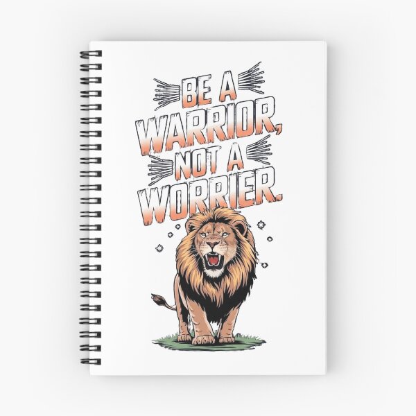 Item preview, "Be a Warrior, Not a Worrier" Inspirational Quote Poster Design with Roaring Lion designed and sold by CreativeNest Prints.