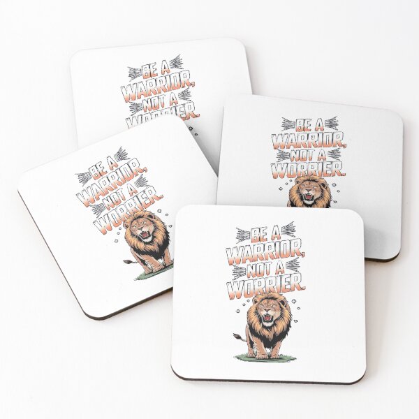 Item preview, "Be a Warrior, Not a Worrier" Inspirational Quote Poster Design with Roaring Lion designed and sold by CreativeNest Prints.