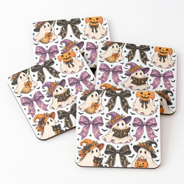 Item preview, Cute Halloween Ghosts with Bows and Pumpkins designed and sold by ROUX-ART.