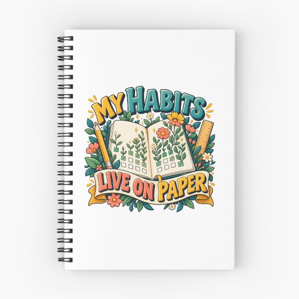 Item preview, My Habits Live on Paper Floral Tracker Journal designed and sold by UrbanCanvvas.