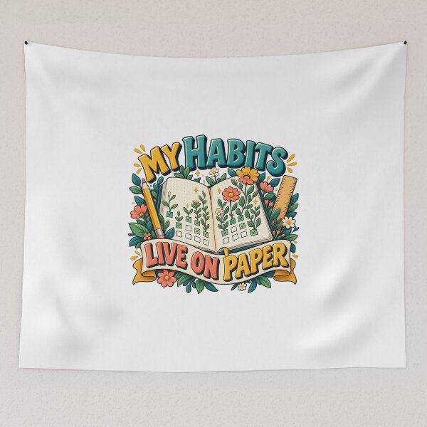 Item preview, My Habits Live on Paper Floral Tracker Journal designed and sold by UrbanCanvvas.