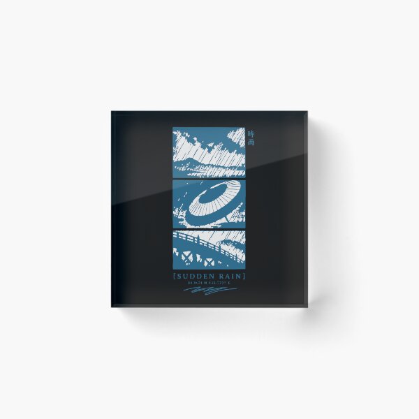 Item preview, Shigure Sudden Rain - Indigo Paper Umbrella Ukiyo-e Triptych designed and sold by WAVE-JP.