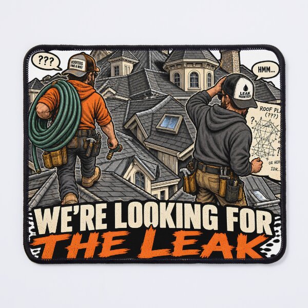 Item preview, We're Not Lost We're Looking for the Leak designed and sold by Roofers Coffee.