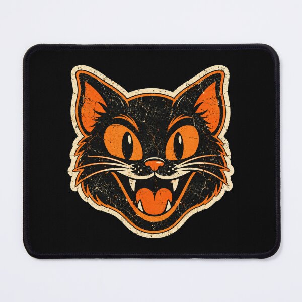Item preview, Black Cat Face in Retro Orange designed and sold by ROUX-ART.
