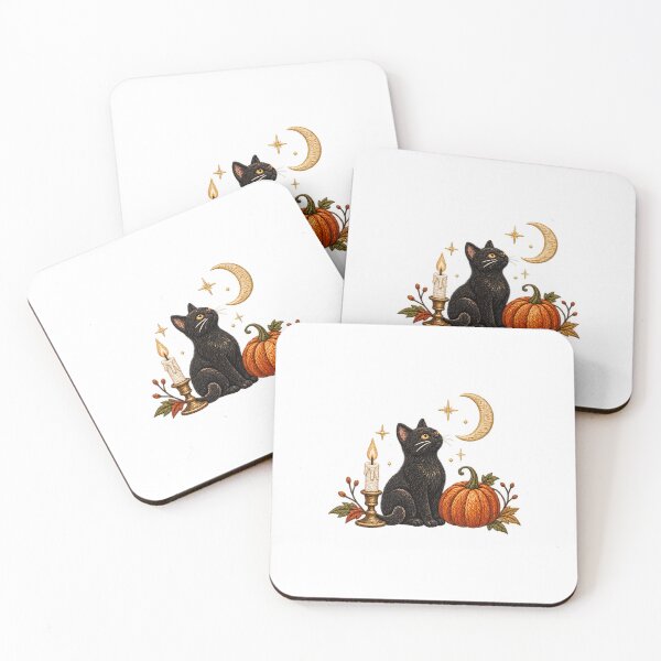 Item preview, Black Cat and Pumpkin – Witchy Halloween Crescent Moon designed and sold by pinkaesthetik.