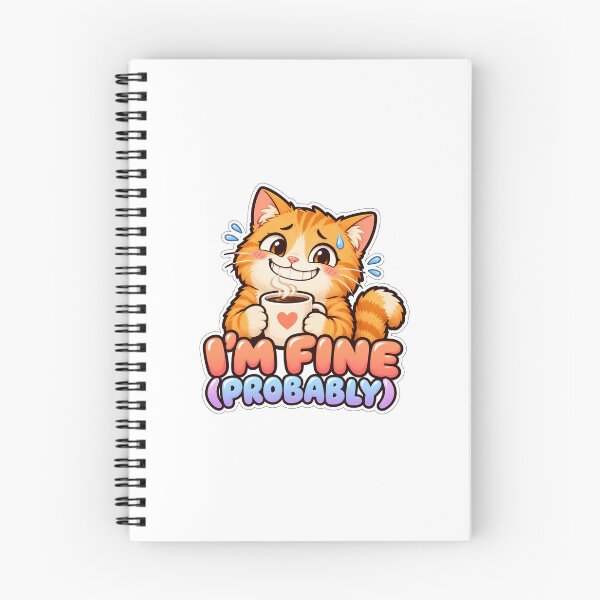 Item preview, I'm Fine Probably Orange Cat Meme Sticker designed and sold by HappyLittleStudio.