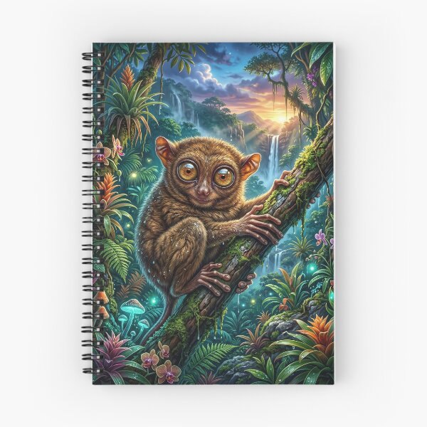 Item preview, Big Eyed Tarsier Clinging to a Mossy Jungle Branch designed and sold by Lucid Dream Pixel.
