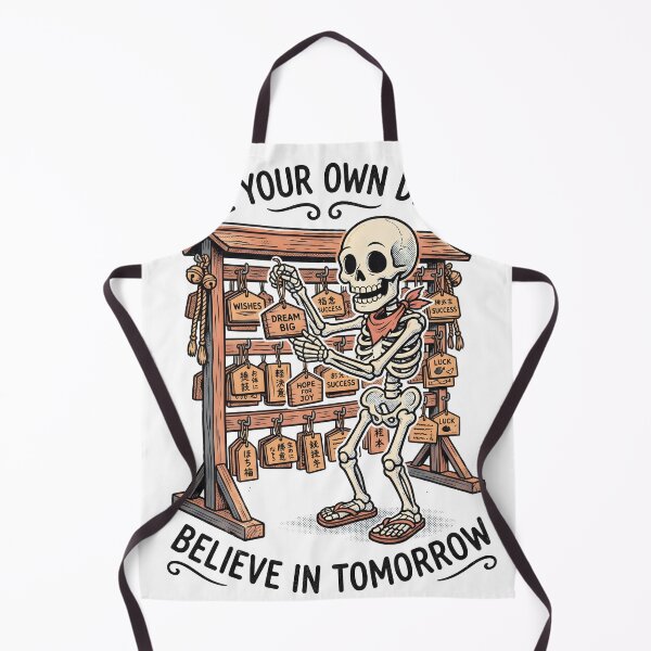 Item preview, Skeleton Hangs a Wish Plaque at a Wooden Shrine designed and sold by MisteryDesigner.