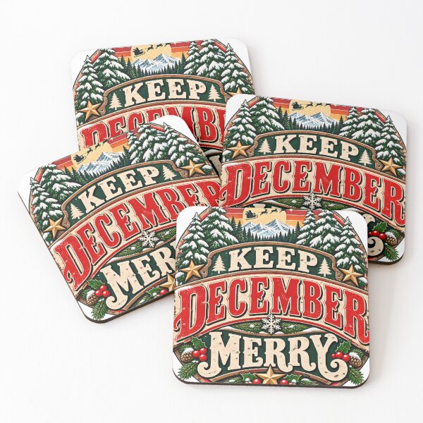 Item preview, Keep December Merry Retro Sunset Sleigh Vintage Christmas designed and sold by 198tees.