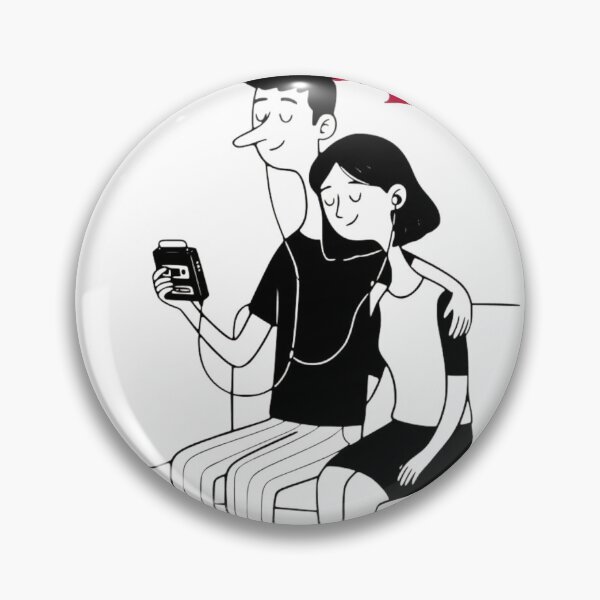 Item preview, Be Happy Couple Selfie with Music – Minimal Love & Happiness Illustration designed and sold by LunaVales.