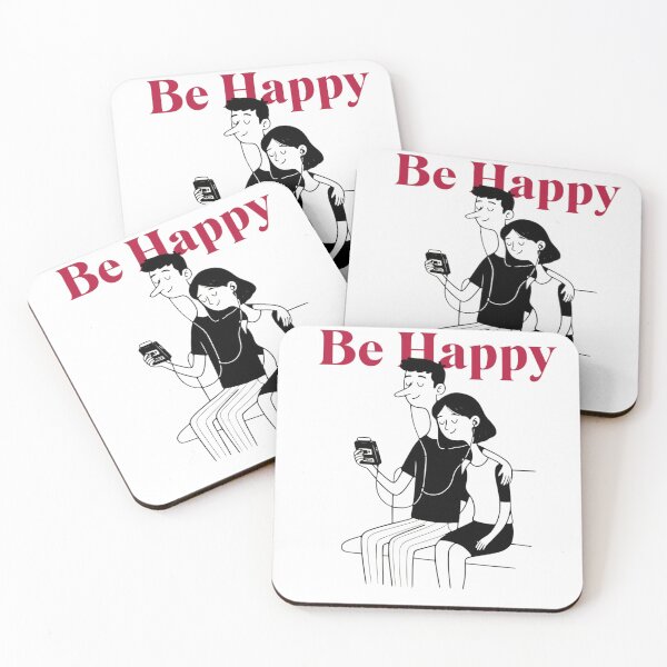 Item preview, Be Happy Couple Selfie with Music – Minimal Love & Happiness Illustration designed and sold by LunaVales.