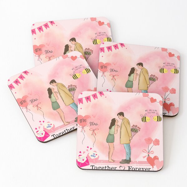 Item preview, We Belong Together Forever Cute Couples Pink Heart Background | Variation 5 designed and sold by Art By Rukayya.