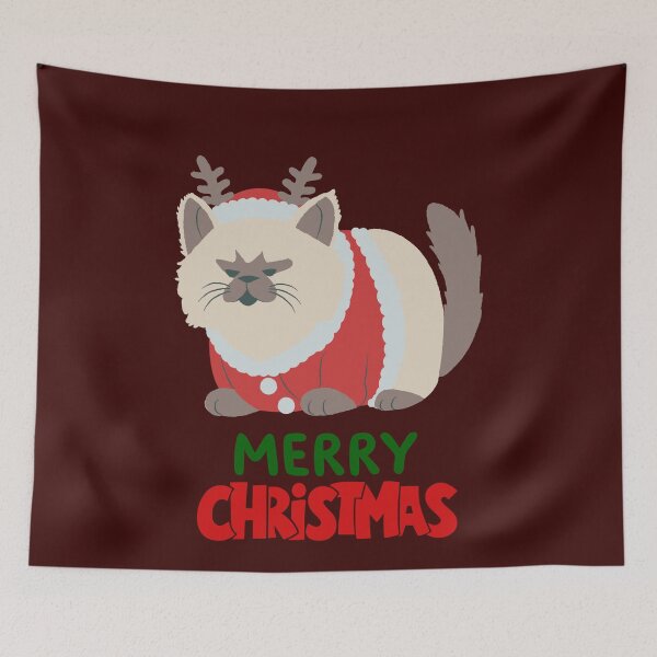 Item preview, Cute Persian Cat Merry Christmas Holiday Art designed and sold by stormk10.