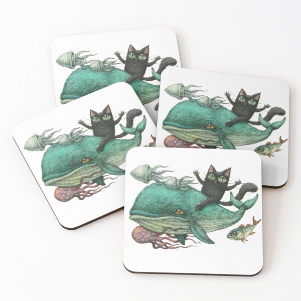 Item preview, Black Cat Riding Whale designed and sold by Sasho-art.