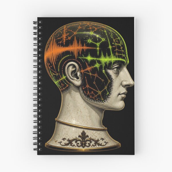 Item preview, Cyberpunk Neon Phrenology Skull Dark Academia Bust designed and sold by LazyDayzCo.