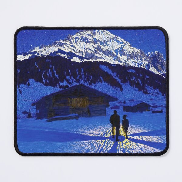 Item preview, Evening Atmosphere twilight blue in the winter mountains landscape painting by Waldemar Fink designed and sold by Jéanpaul Ferro.