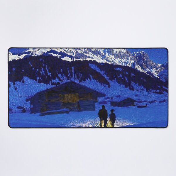 Item preview, Evening Atmosphere twilight blue in the winter mountains landscape painting by Waldemar Fink designed and sold by Jéanpaul Ferro.
