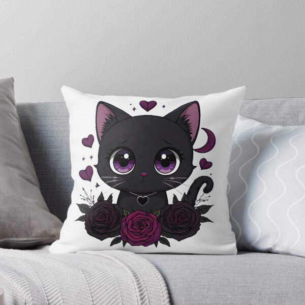Item preview, Sad Gothic Black Cat | Heartbreak Cat With Purple Eyes & Dark Roses designed and sold by dreamz-world.