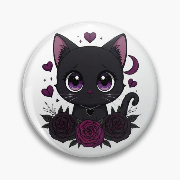 Item preview, Sad Gothic Black Cat | Heartbreak Cat With Purple Eyes & Dark Roses designed and sold by dreamz-world.