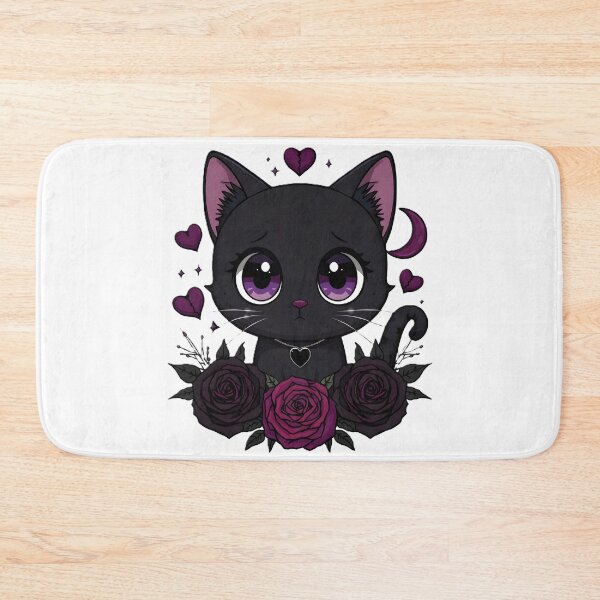 Item preview, Sad Gothic Black Cat | Heartbreak Cat With Purple Eyes & Dark Roses designed and sold by dreamz-world.
