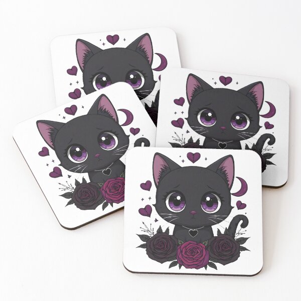 Item preview, Sad Gothic Black Cat | Heartbreak Cat With Purple Eyes & Dark Roses designed and sold by dreamz-world.