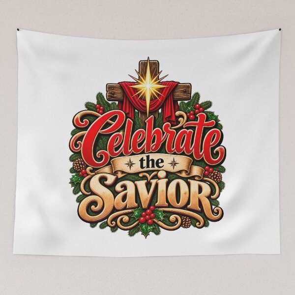 Item preview, Celebrate The Savior Cross And Star Christian Christmas designed and sold by 198tees.
