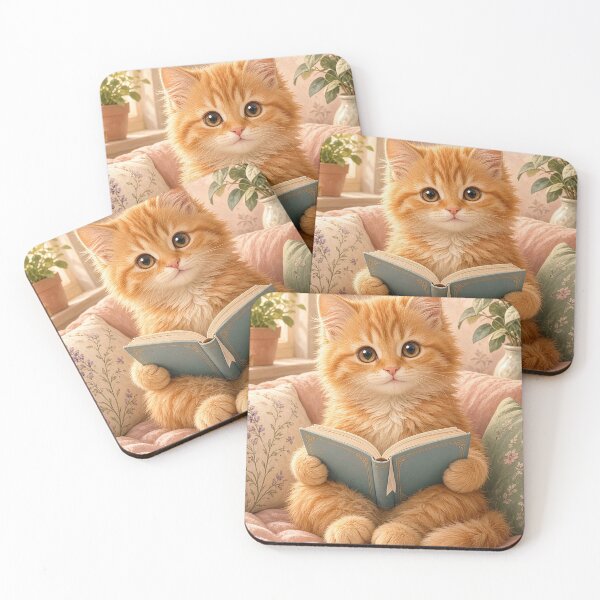 Item preview, Cute Orange Cat Reading Book Aesthetic designed and sold by MFMart.