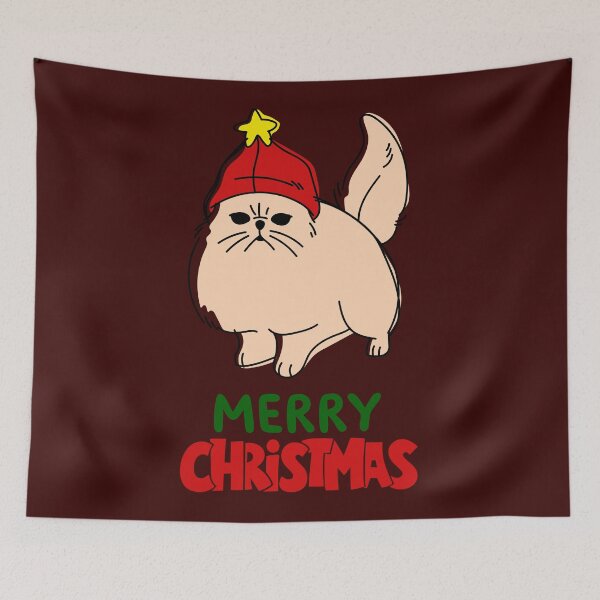 Item preview, Cute Persian Cat Merry Christmas Holiday Art designed and sold by stormk10.