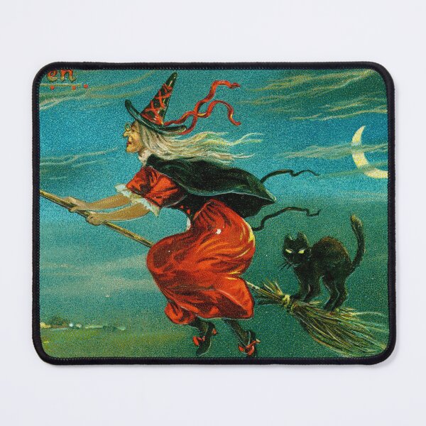 Item preview, Hallowe'en Witch on Broomstick Vintage Postcard, 1910 designed and sold by Exhumed Archives.