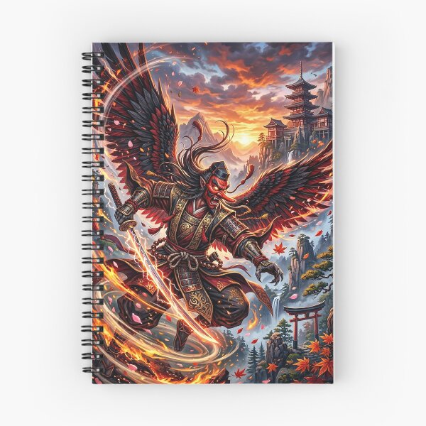 Item preview, Tengu Warrior Wielding a Flaming Katana - Fantasy Art designed and sold by Lucid Dream Pixel.