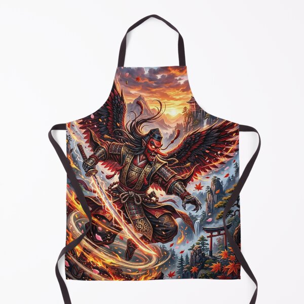 Item preview, Tengu Warrior Wielding a Flaming Katana - Fantasy Art designed and sold by Lucid Dream Pixel.