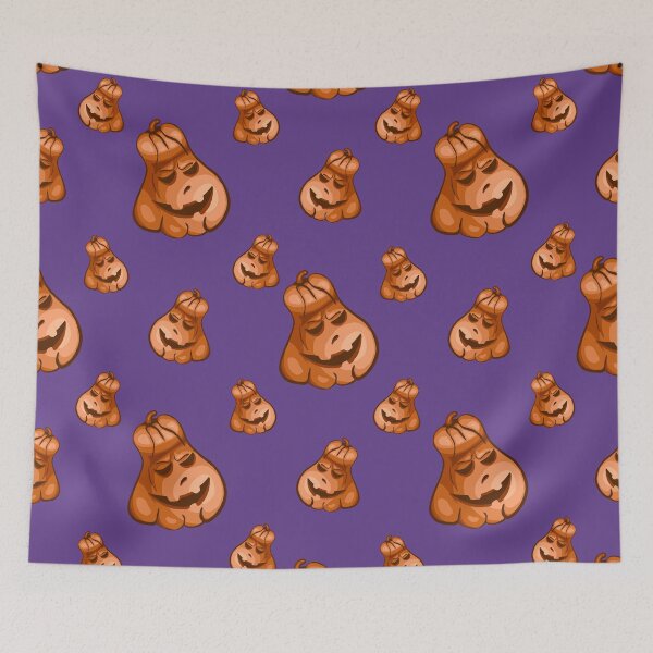 Item preview, Spooky Halloween Pumpkin Pattern — Purple Jack O Lantern Seamless Print designed and sold by LYAN-STORE.