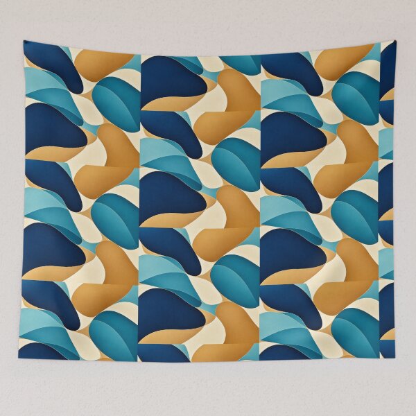 Item preview, Navy Teal Gold Abstract Organic Pattern – Luxury Home Decor designed and sold by Swanny's Custom T-shirt and Gift Designs.